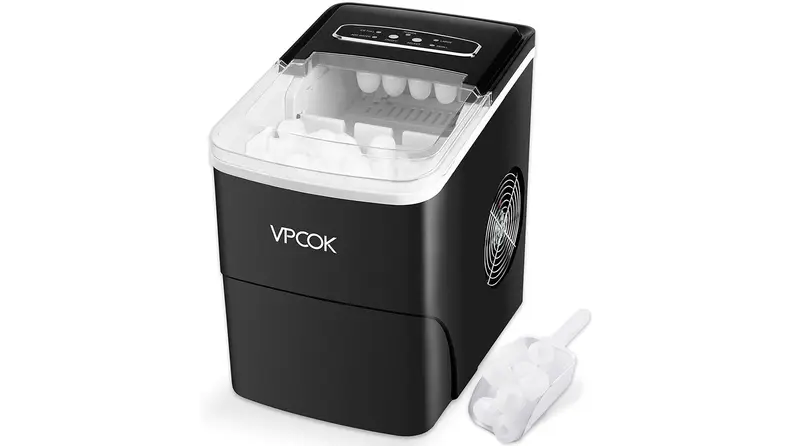A portable ice-maker floating in a white void