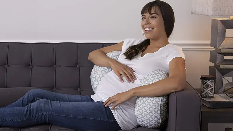 The Boppy Side Sleeper pillow is easy to tote around the house.