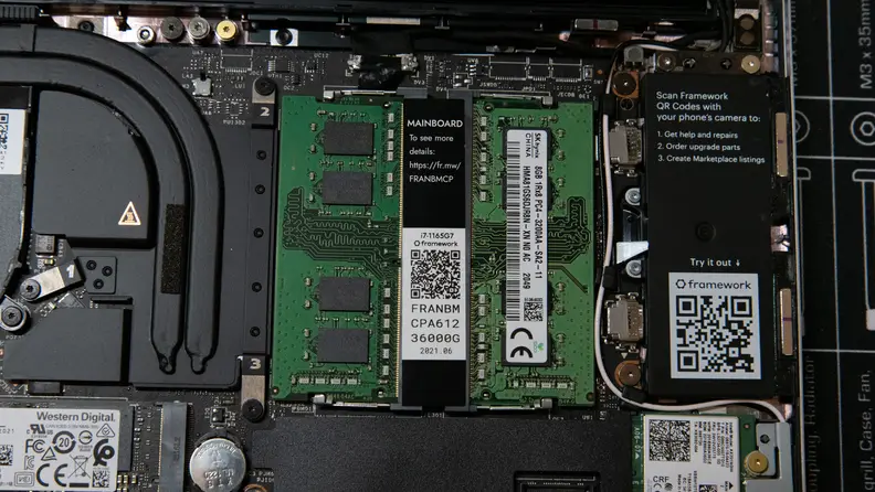 A picture of the laptop's central processing board