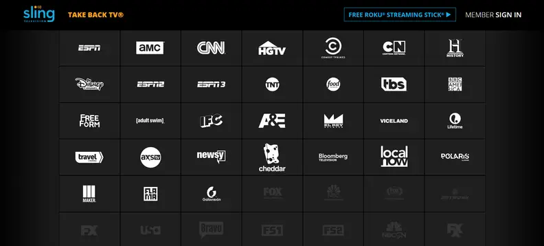 All of the services we tested include the basic cable channels, though you need to spend more to get more.