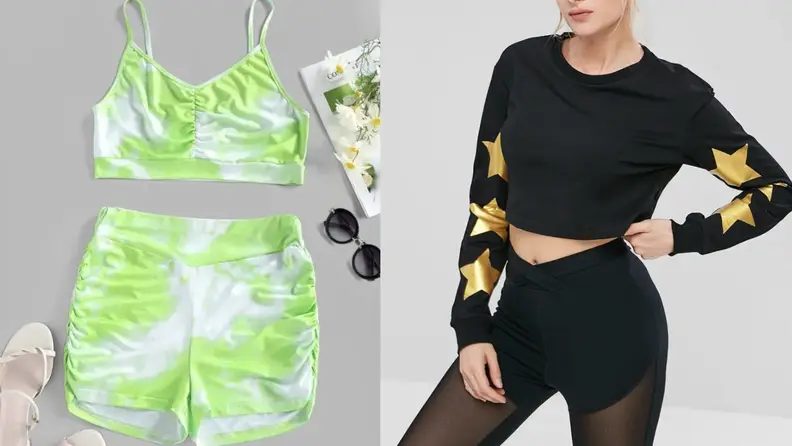 Light green and black two-piece fashions from Zaful.