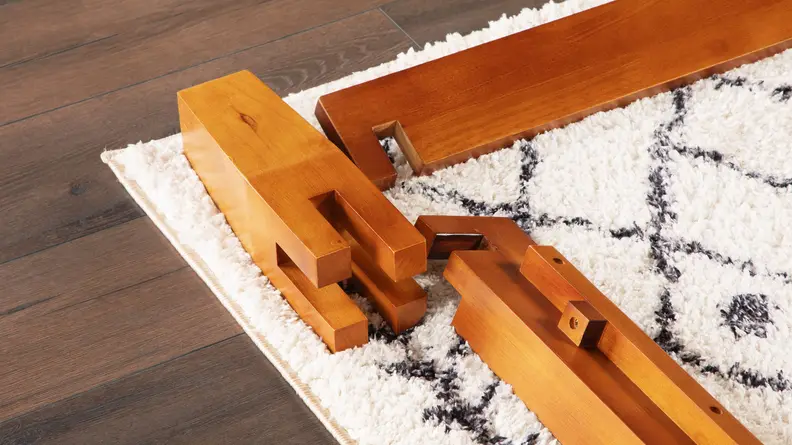 Pieces of the bed frame.
