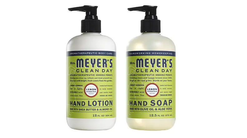 An image of two lemon verbena hand soap bottles.