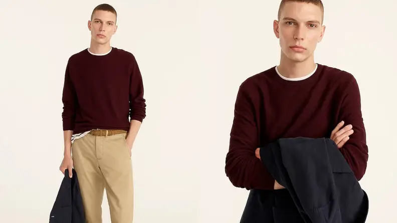Man wearing a crewneck sweatshirt from J.Crew.