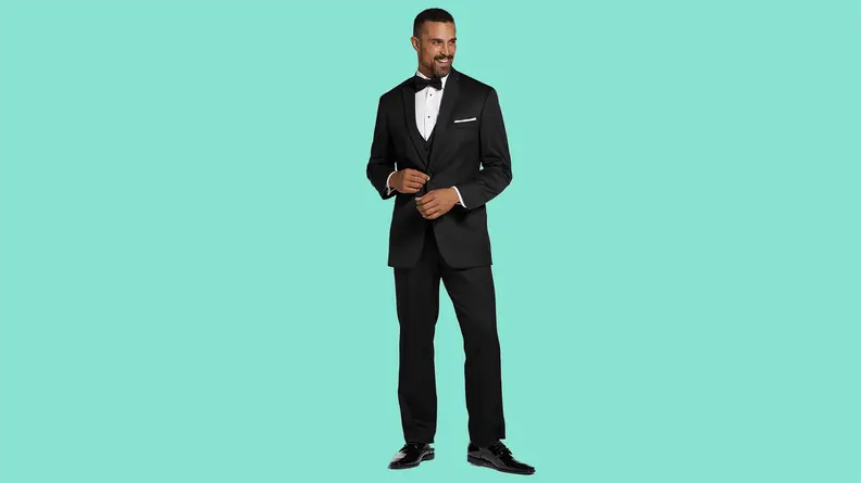A person wearing a tuxedo.