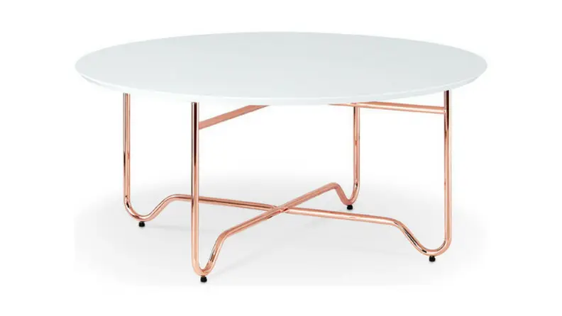 Canty Coffee Table, White and Rose Gold