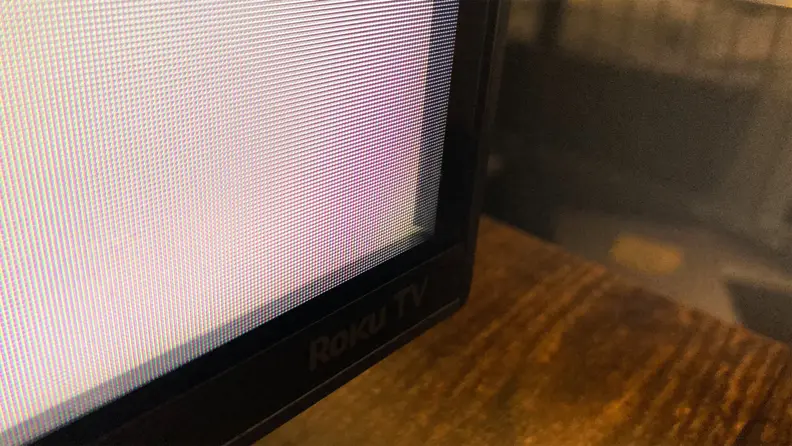 A close-up of the TCL 6-Series' display which illustrates a design quirk.