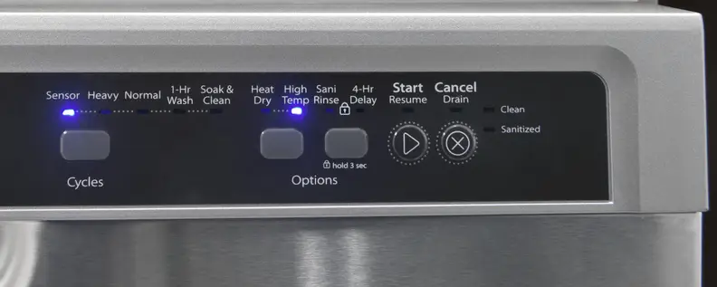 Whirlpool WDF540PADM control panel on