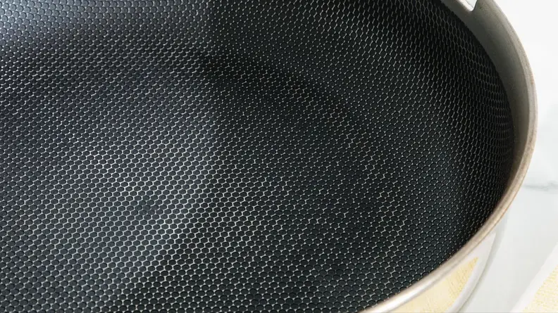 Close up view of the pure titanium interior of the Always Pan Pro.