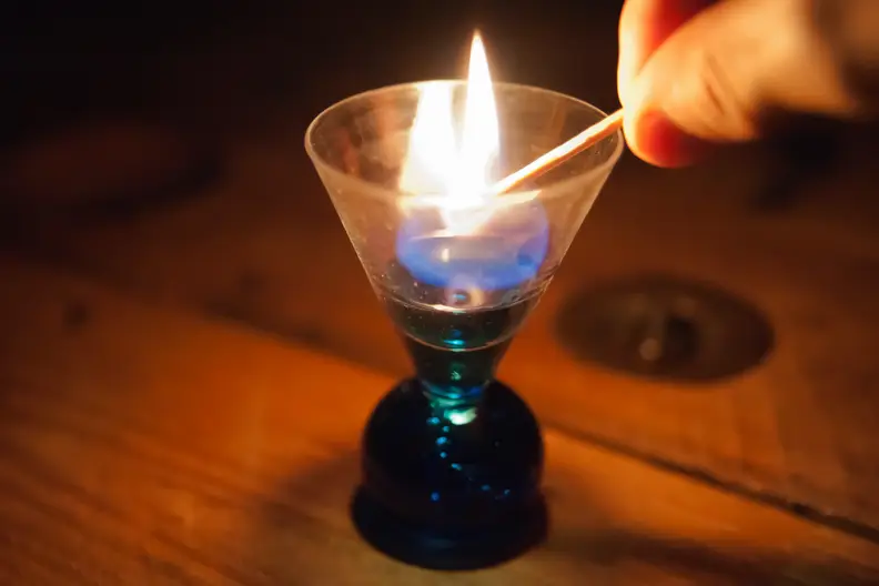 With the right amount of high proof alcohol, any drink can be lit on fire.