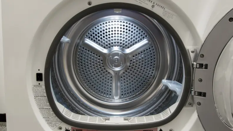 The stainless steel drum of the Fisher & Paykel DE4024P1 dryer is 4.0 cu.-ft.
