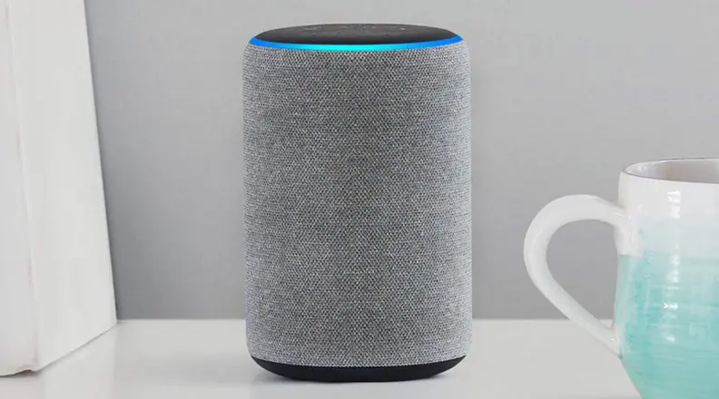 Echo Plus on table next to mug