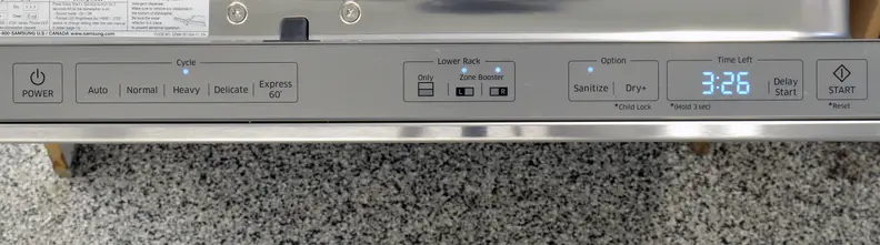 Samsung DW80J7550US touch-sensitive controls