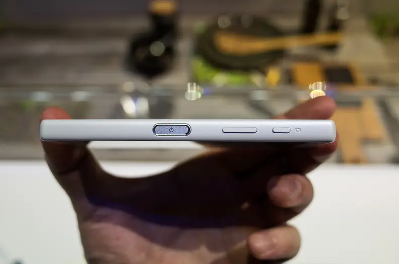 The new power button is chunkier, since it conceals the Z5s' new fingerprint scanner.