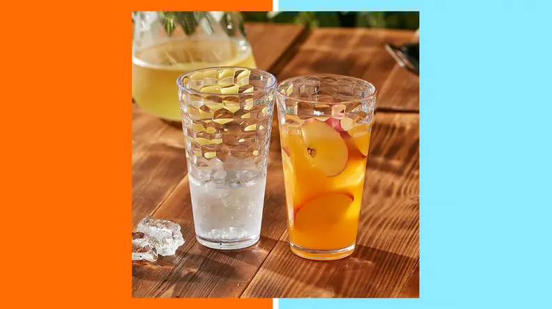 A set of beveled acrylic glasses.