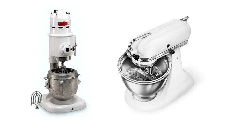 Left: Vintage KitchenAid mixers H-5 and on the right the Model K.