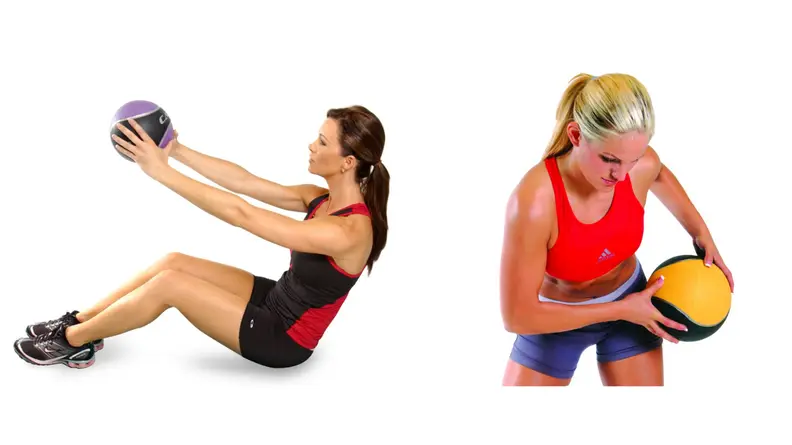 Women working out with medicine balls.