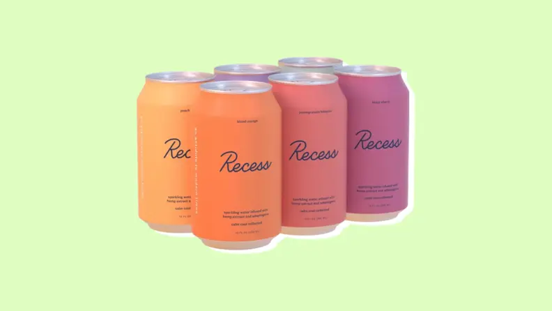 A pack of six cans of Recess.