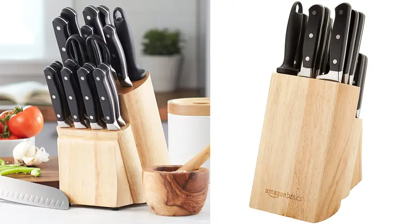 The AmazonBasics knife set.