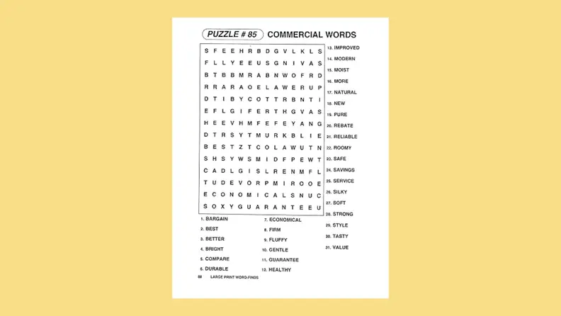 A crossword puzzle on a yellow background.