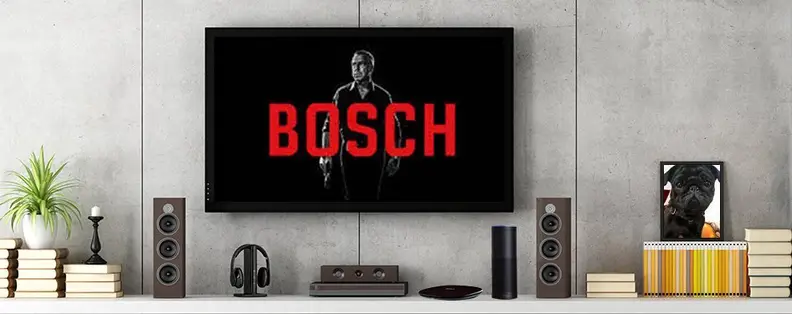A home theater with an Amazon Echo and Logitech Harmony Hub