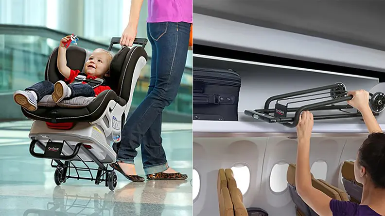 The Britax travel cart is the perfect solution if you need to bring your compatible carseat but don't need or want a stroller, too.