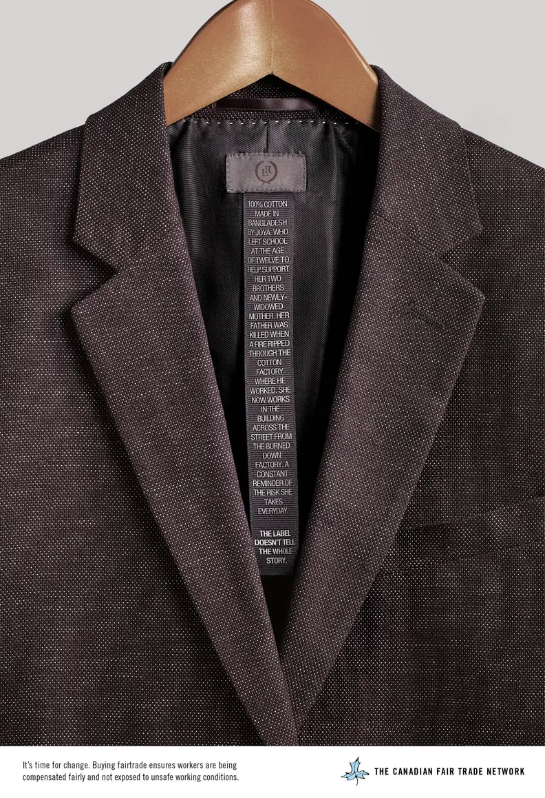 Blazer with sweatshop story label