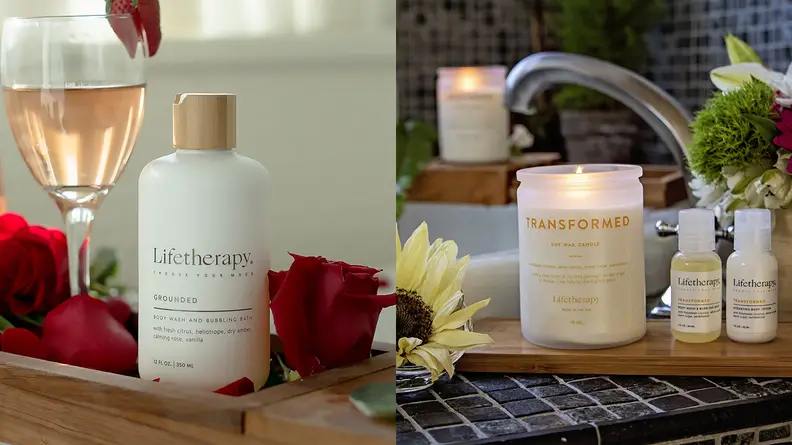 The Grounded Body Wash & Bubbling Bath and the Transformed Soy Wax Candle from Lifetherapy.