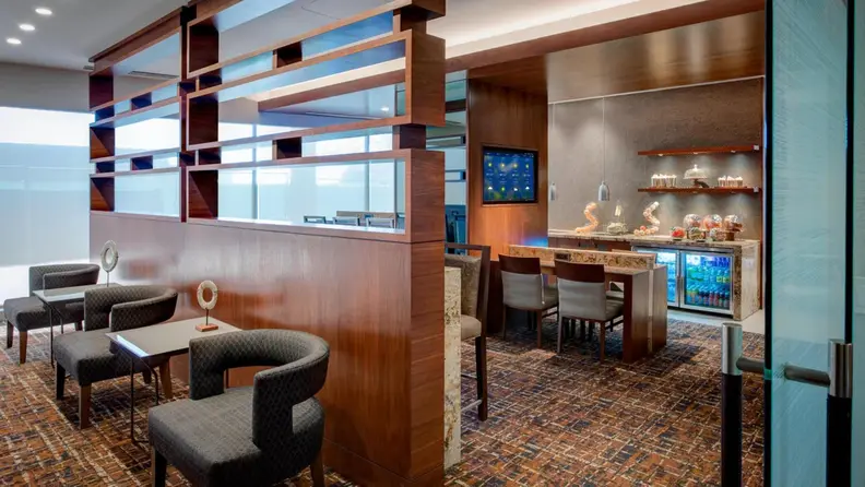 Lounging area of an airport hotel in Houston