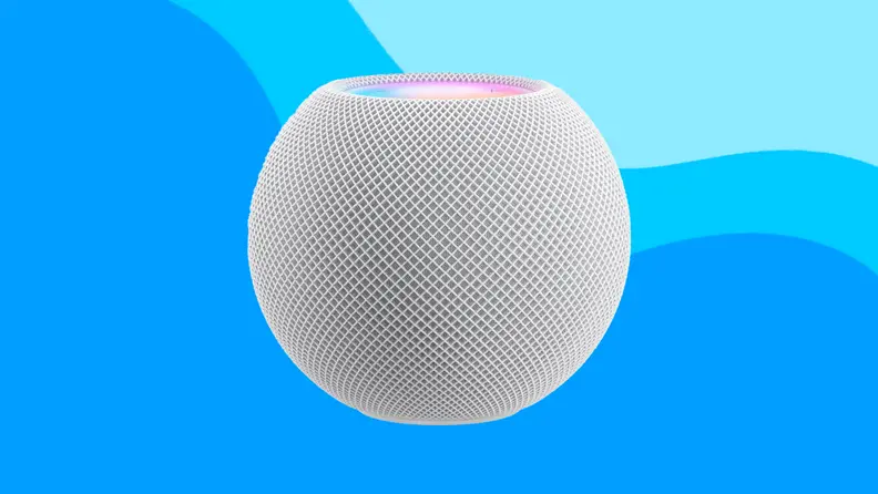 White Apple smart speaker.