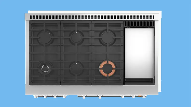 An aerial image of the rangetop of the GE Cafe C2Y486P3TD1.