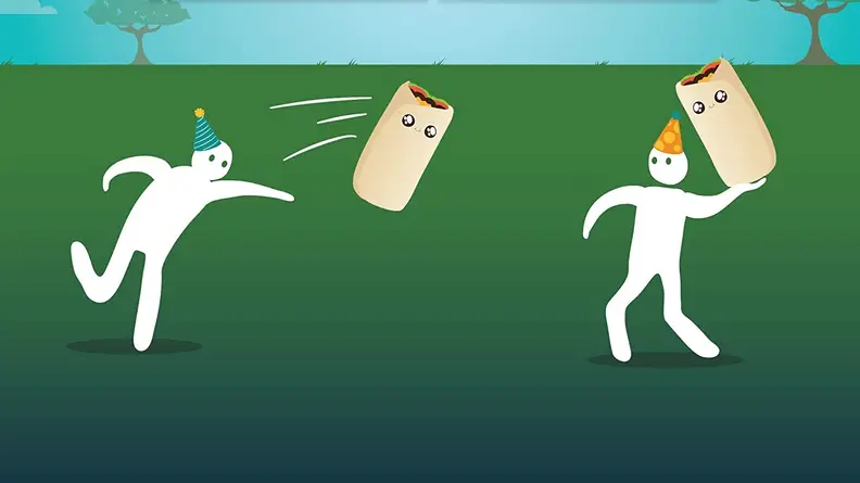 Illustration of people in a throwing game.