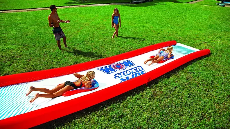 This super-durable water slide will provide hours of fun.
