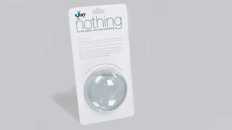The gift of nothing on a gray backgroun d