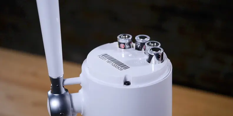 A close-up of where the batteries go inside the Waytap