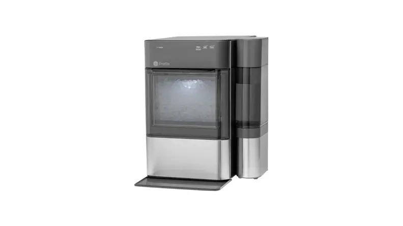 A GE Profile Opal 2.0 Portable Ice Maker with Side Tank in front of a white background.