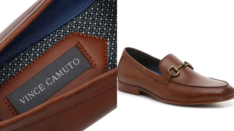 brown pair of Vince Camuto penny loafers