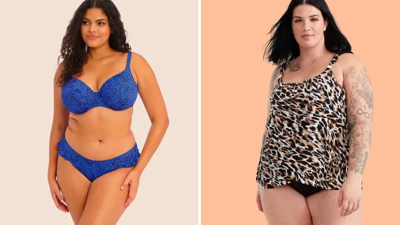 Models wearing plus size swimwear