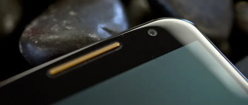 The earpiece and front-facing camera of the Motorola Moto X (2014 edition)