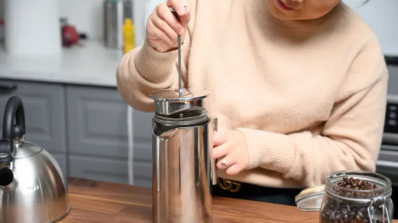 Let the coffee steep.