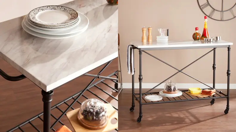Overstock Carbon Loft Owen Rolling Kitchen Island