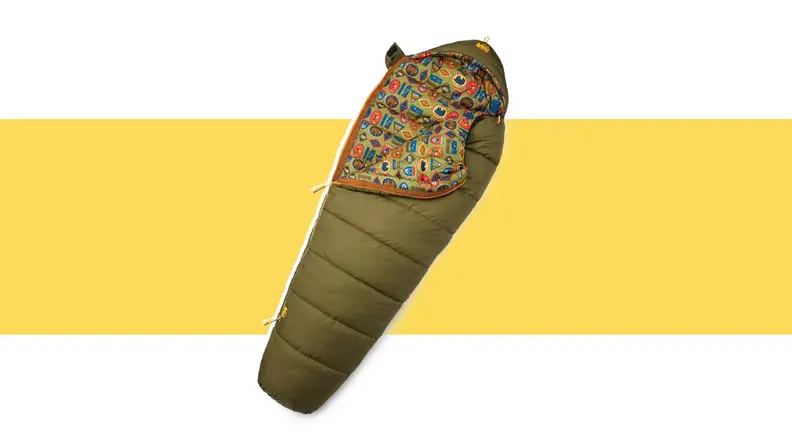 An REI Kindercone sleeping bag.