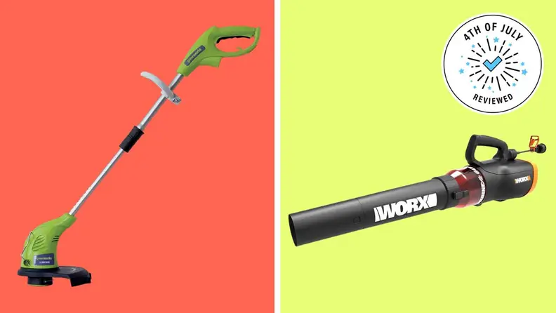 Edge trimmer and leaf blower.