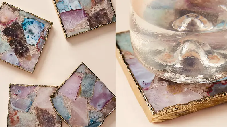 Images of several agate coasters.