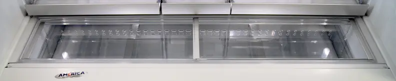 These little nooks, found right in front of the Kenmore 72383's crispers, are great for storing anything from trays of marinating chicken to snacks for the kids after school.