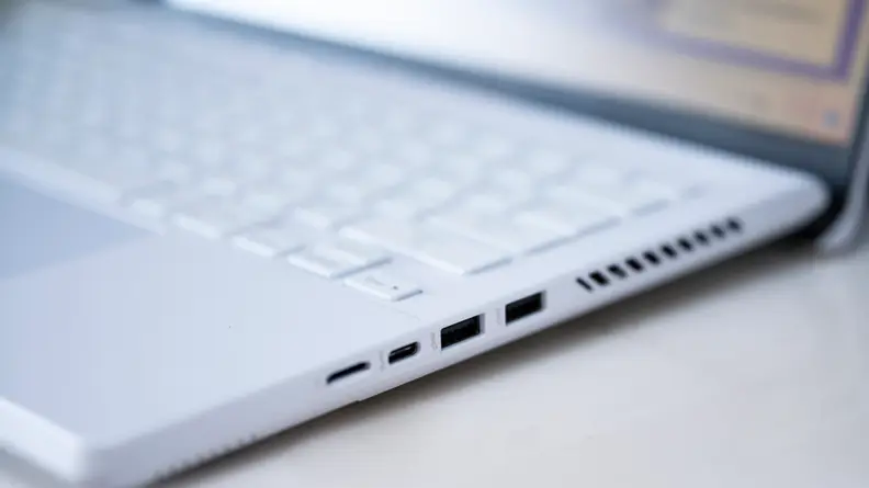 side of laptop
