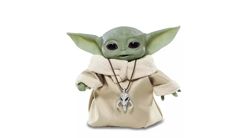 Animatronic Baby Yoda toy.