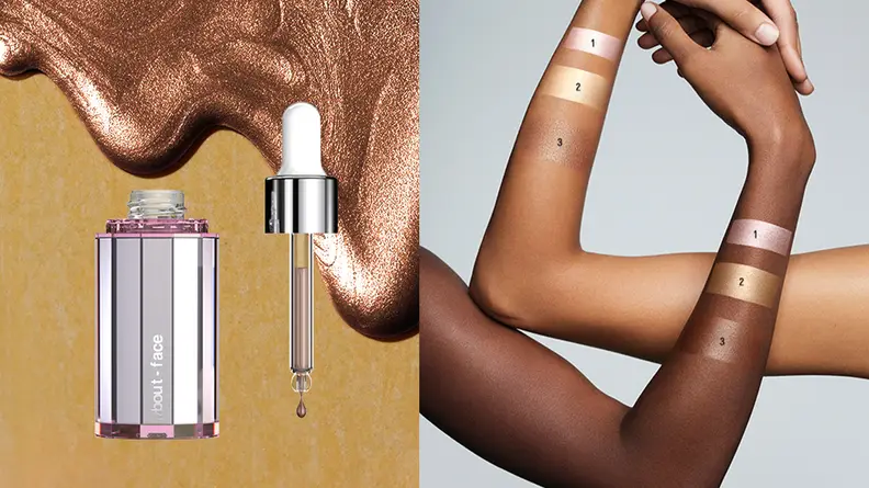 The Light Lock Highlight Fluid from Halsey's About-Face makeup line.