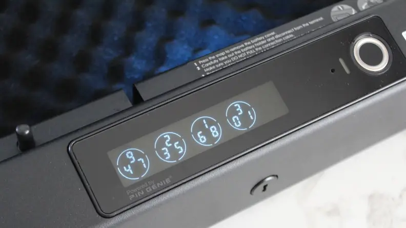 The digital PIN pad and fingerprint scanner on the Lockly Smart Safe.