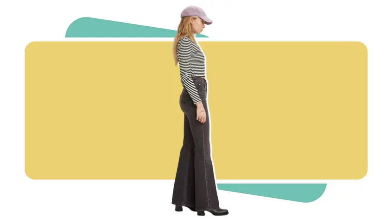 A woman wearing Levi's 70s jeans.